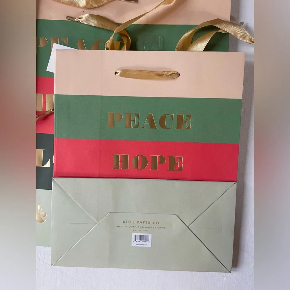 Rifle Paper Co. HOLIDAY Gift Bag Bundle Of 8 : Santa & Peace & Joy Designs